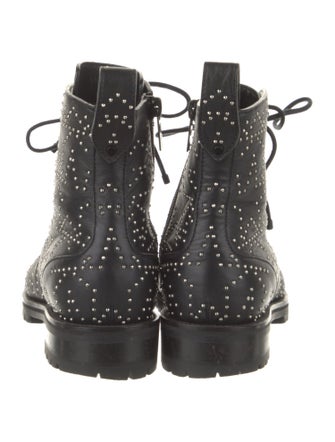 Jimmy Choo Leather Studded Accents Combat Boots