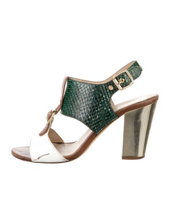 Jimmy Choo Patent Leather Animal Print Slingback Sandals