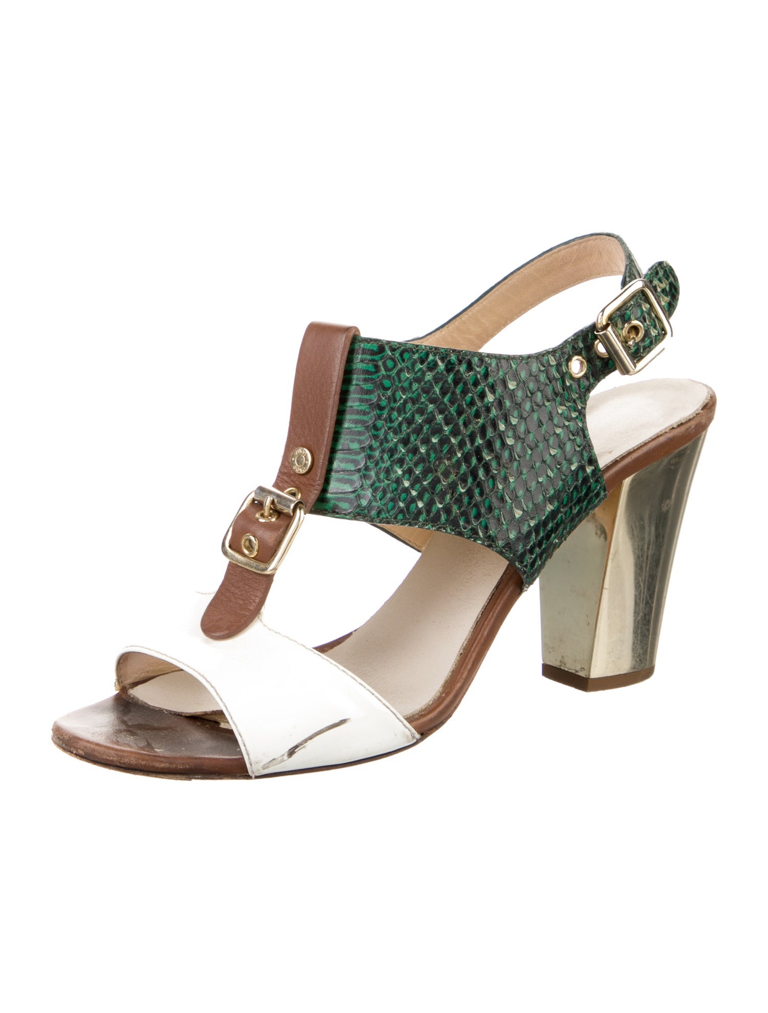 Jimmy Choo Patent Leather Animal Print Slingback Sandals