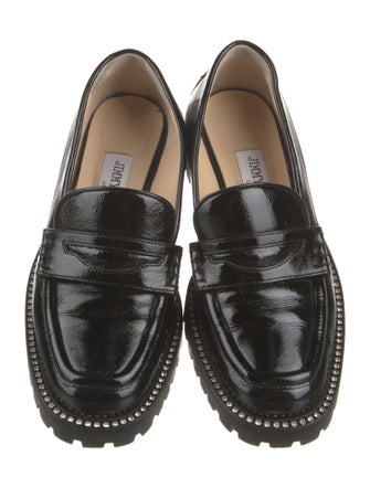 Jimmy Choo Patent Leather Crystal Embellishments Loafers
