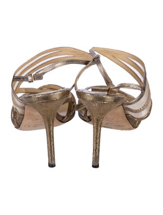 Jimmy Choo Leather Mesh Accents Slingback Sandals
