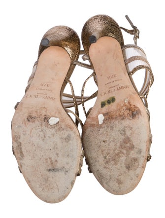 Jimmy Choo Leather Mesh Accents Slingback Sandals