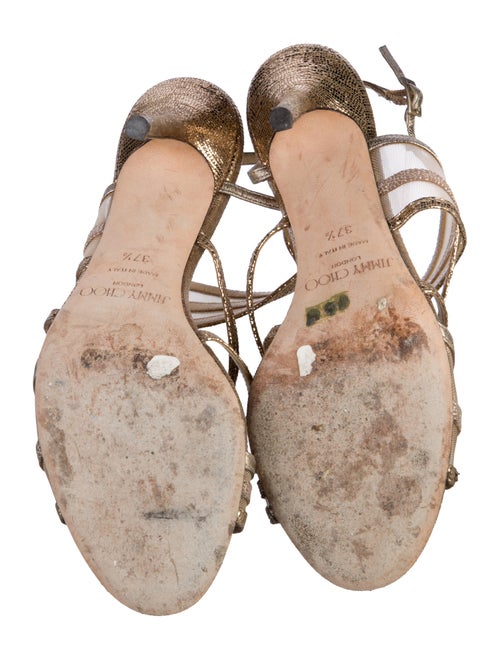 Jimmy Choo Leather Mesh Accents Slingback Sandals