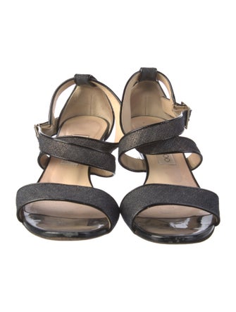 Jimmy Choo Patent Leather Leather Trim Embellishment Sandals