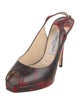 Jimmy Choo Patent Leather Printed Slingback Pumps