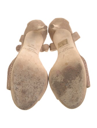 Jimmy Choo Suede Crystal Embellishments T-Strap Sandals