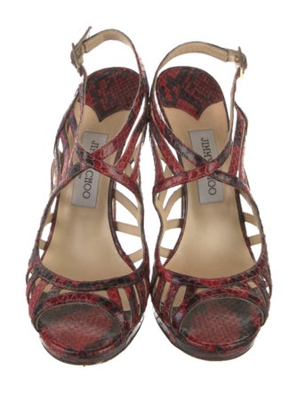 Jimmy Choo Snakeskin Animal Print Slingback Sandals