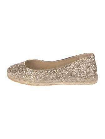 Jimmy Choo Leather Glitter Accents Espadrilles