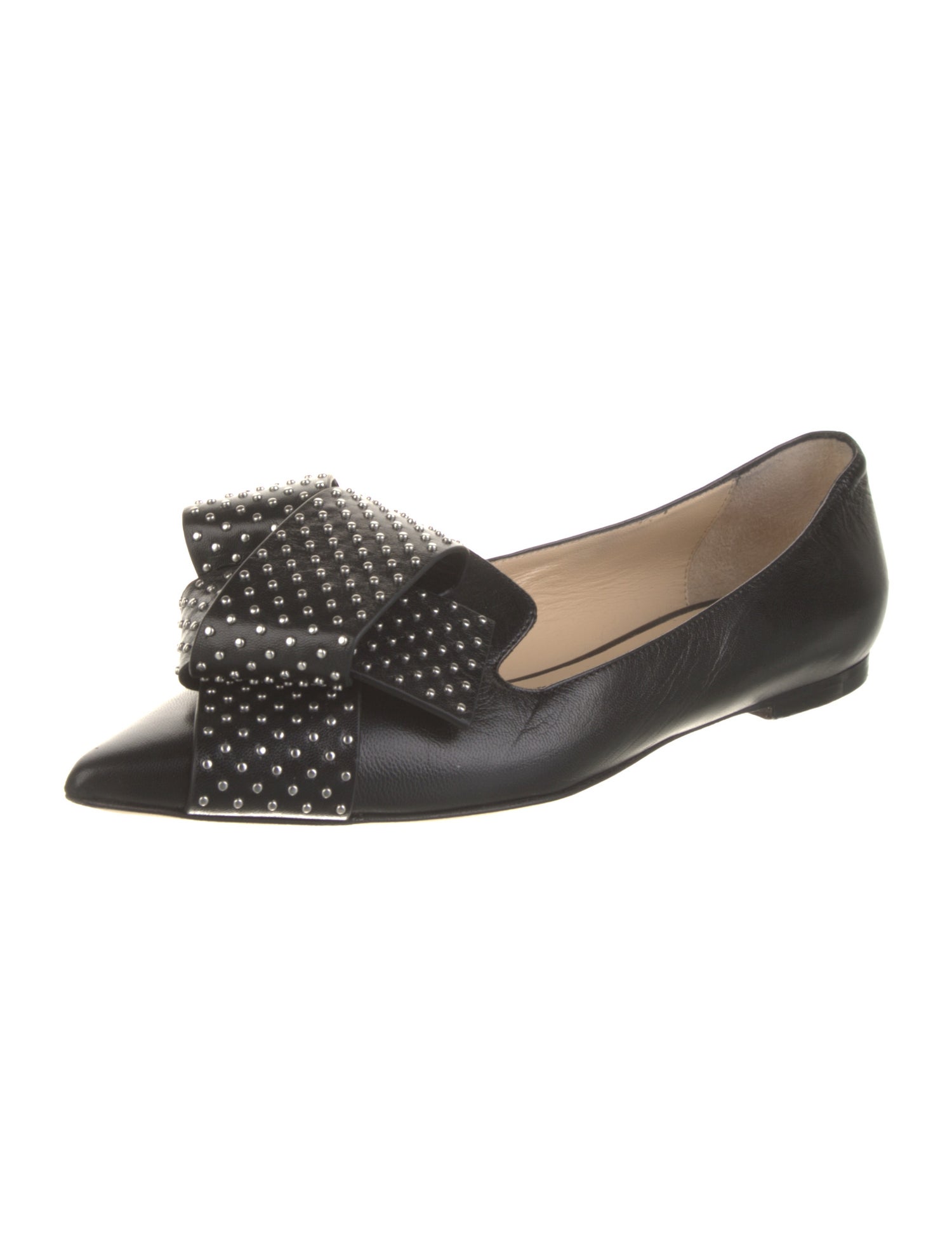 Jimmy Choo Leather Studded Accents Ballet Flats
