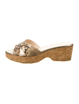 Jimmy Choo Snakeskin Animal Print Slides