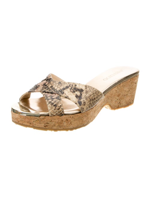 Jimmy Choo Snakeskin Animal Print Slides