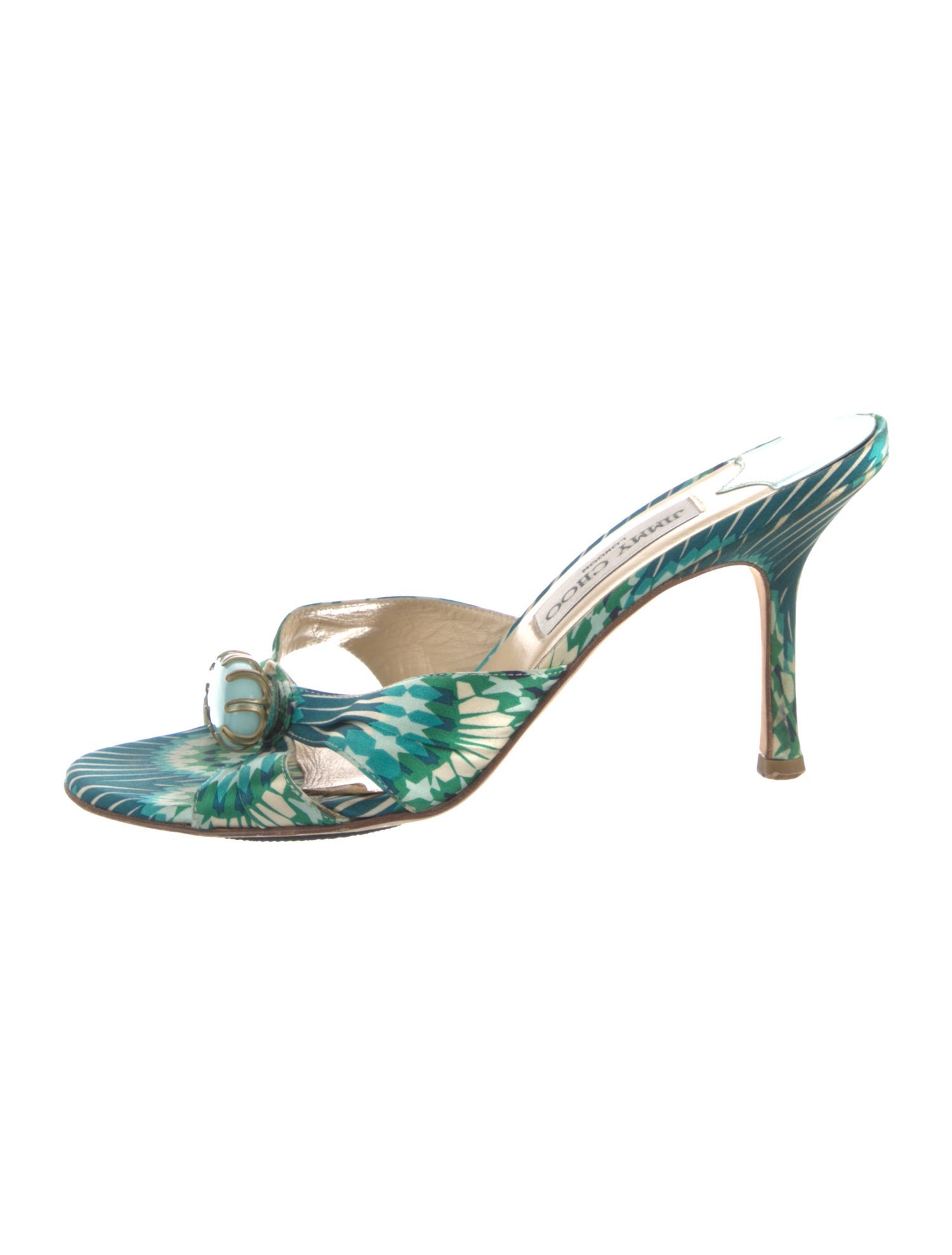 Jimmy Choo Satin Printed Slides