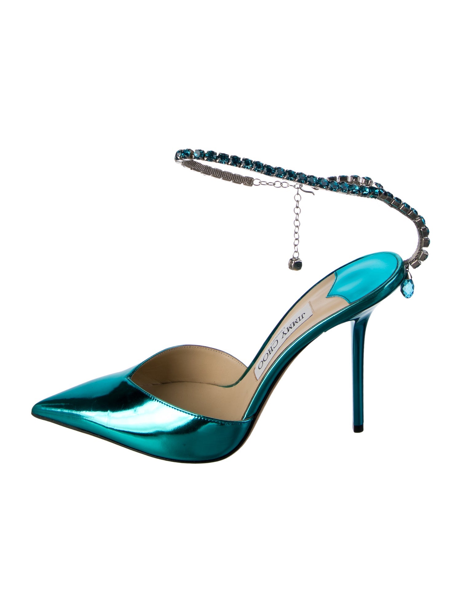 Jimmy Choo Leather Crystal Embellishments Mules