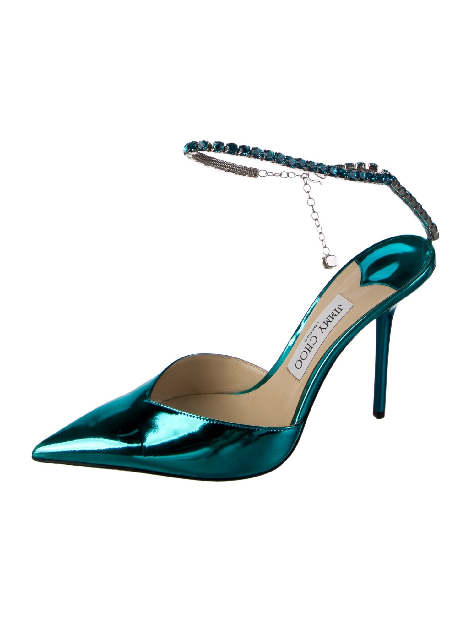 Jimmy Choo Leather Crystal Embellishments Mules
