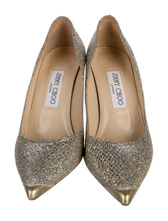 Jimmy Choo Leather Mesh Accents Pumps