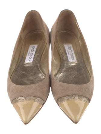 Jimmy Choo Suede Leather Trim Embellishment Flats