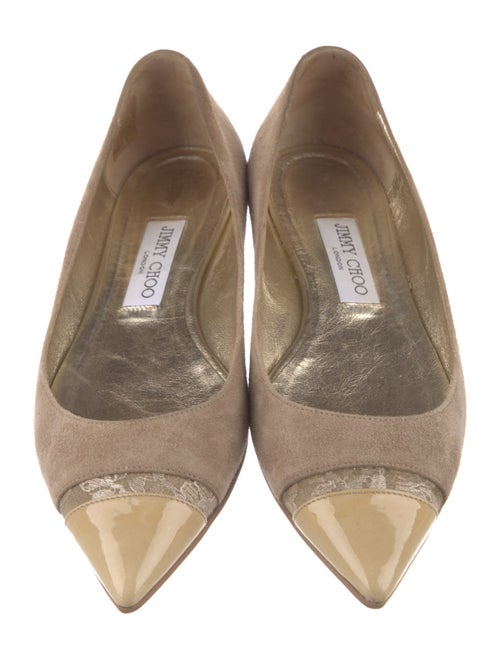 Jimmy Choo Suede Leather Trim Embellishment Flats
