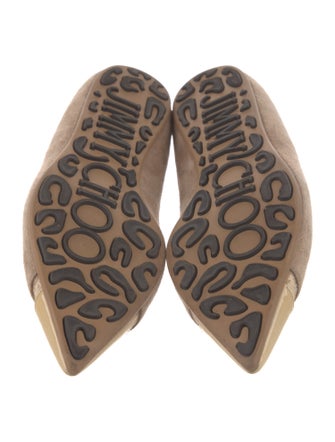 Jimmy Choo Suede Leather Trim Embellishment Flats