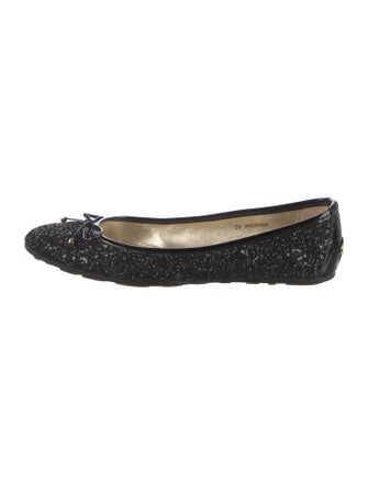 Jimmy Choo Leather Glitter Accents Ballet Flats