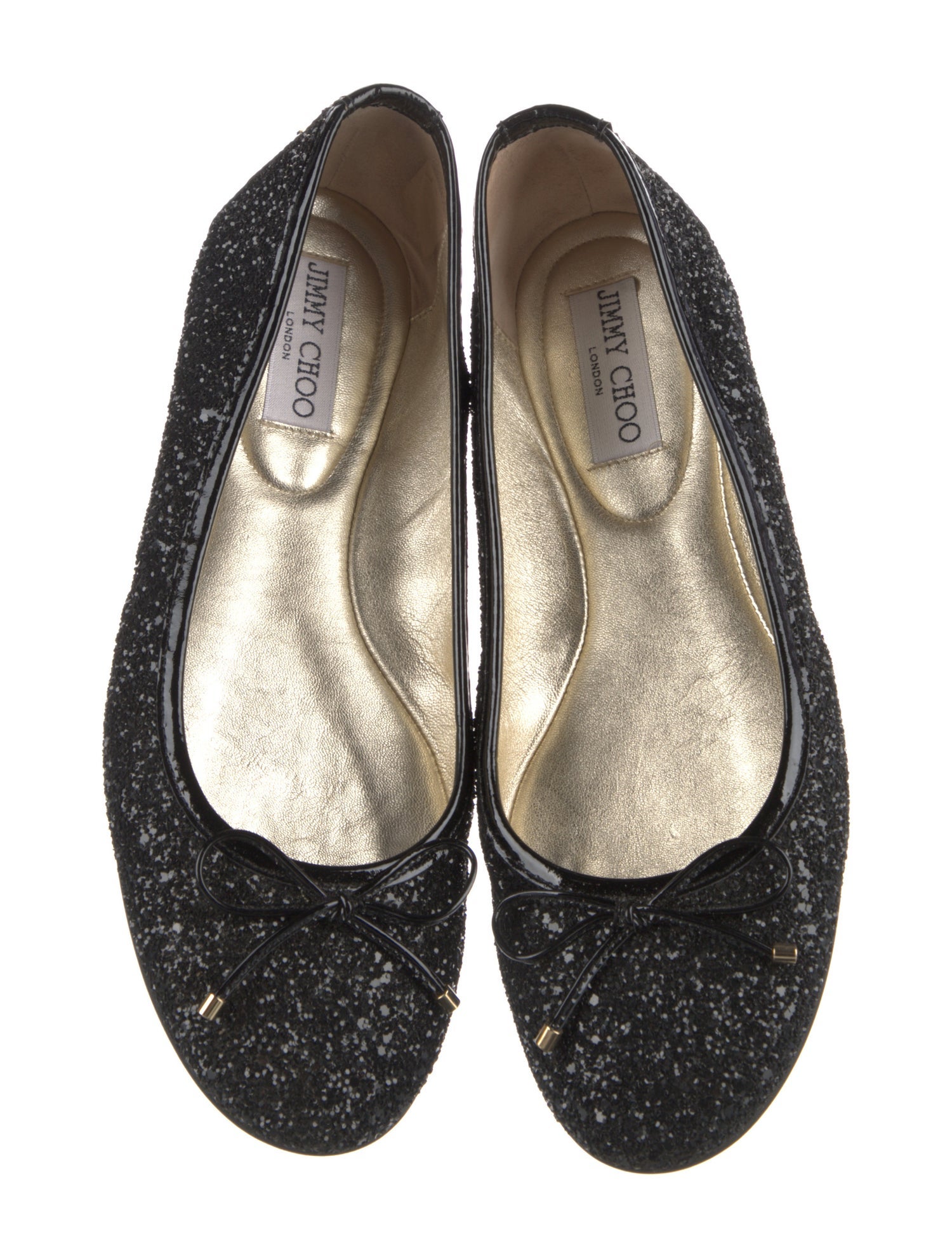 Jimmy Choo Leather Glitter Accents Ballet Flats