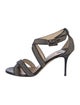 Jimmy Choo Leather Tweed Pattern Slingback Sandals
