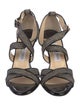 Jimmy Choo Leather Tweed Pattern Slingback Sandals