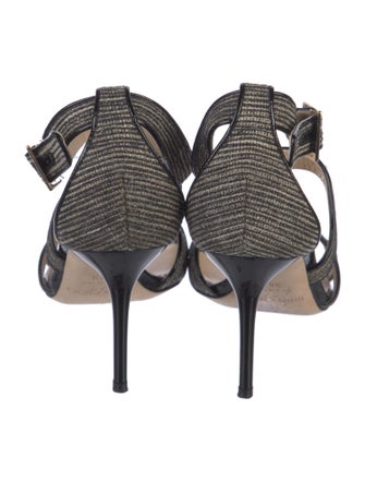 Jimmy Choo Leather Tweed Pattern Slingback Sandals