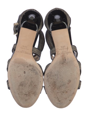 Jimmy Choo Leather Tweed Pattern Slingback Sandals