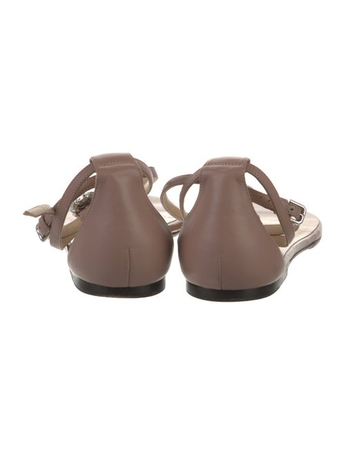 Jimmy Choo Leather Crystal Embellishments T-Strap Sandals