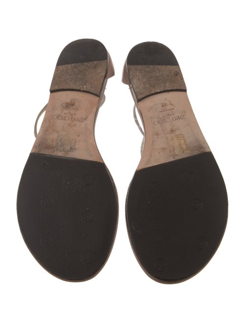 Jimmy Choo Leather Crystal Embellishments T-Strap Sandals