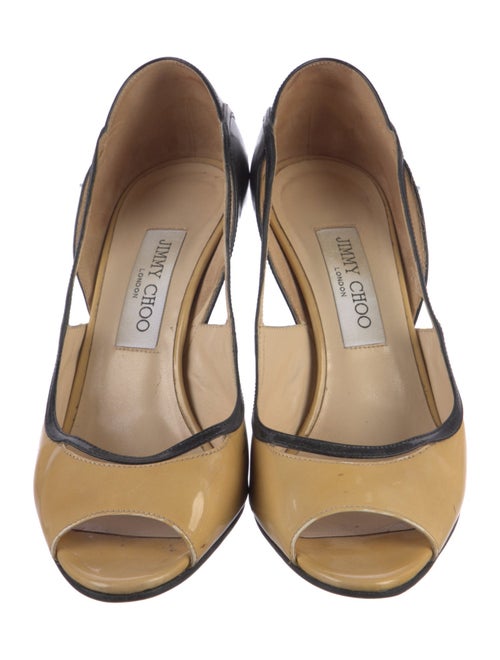 Jimmy Choo Patent Leather Cutout Accent Slingback Pumps