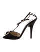 Jimmy Choo Satin Leather Trim Embellishment T-Strap Pumps