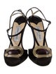 Jimmy Choo Satin Leather Trim Embellishment T-Strap Pumps