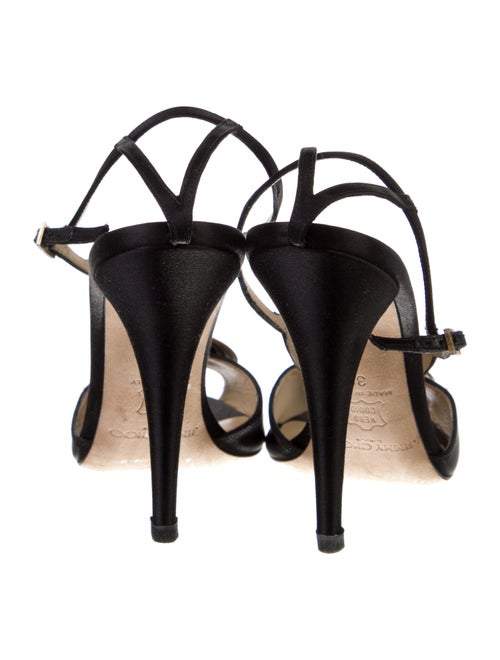 Jimmy Choo Satin Leather Trim Embellishment T-Strap Pumps