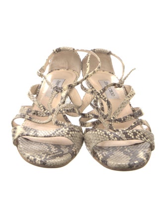Jimmy Choo Embossed Leather Animal Print Sandals