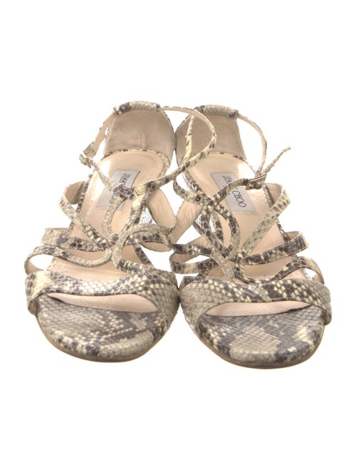 Jimmy Choo Embossed Leather Animal Print Sandals