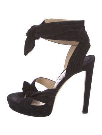 Jimmy Choo Suede Bow Accents Sandals