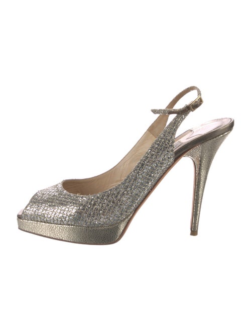 Jimmy Choo Glitter Keyhole Accent Slingback Pumps