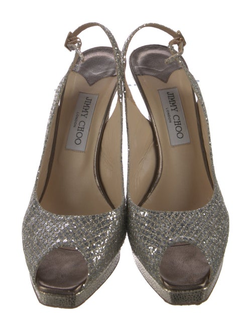 Jimmy Choo Glitter Keyhole Accent Slingback Pumps