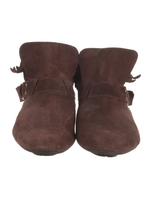 Jimmy Choo Suede Fringe Trim Accent Moto Boots