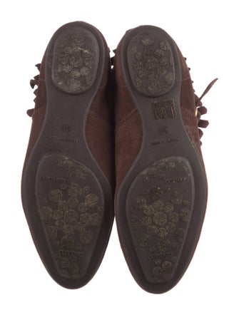 Jimmy Choo Suede Fringe Trim Accent Moto Boots