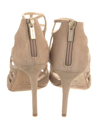 Jimmy Choo Suede Leather Trim Embellishment Gladiator Sandals