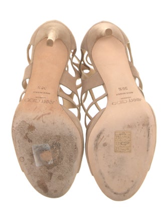 Jimmy Choo Suede Leather Trim Embellishment Gladiator Sandals