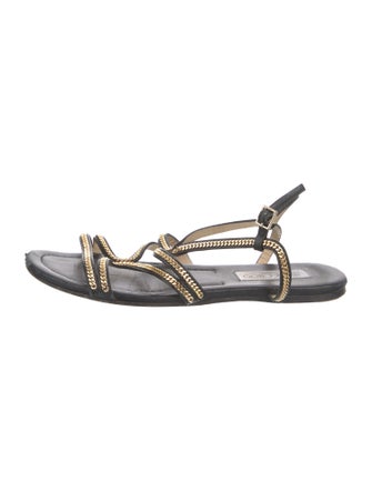 Jimmy Choo Leather Printed Slingback Sandals