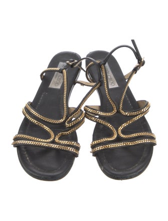 Jimmy Choo Leather Printed Slingback Sandals