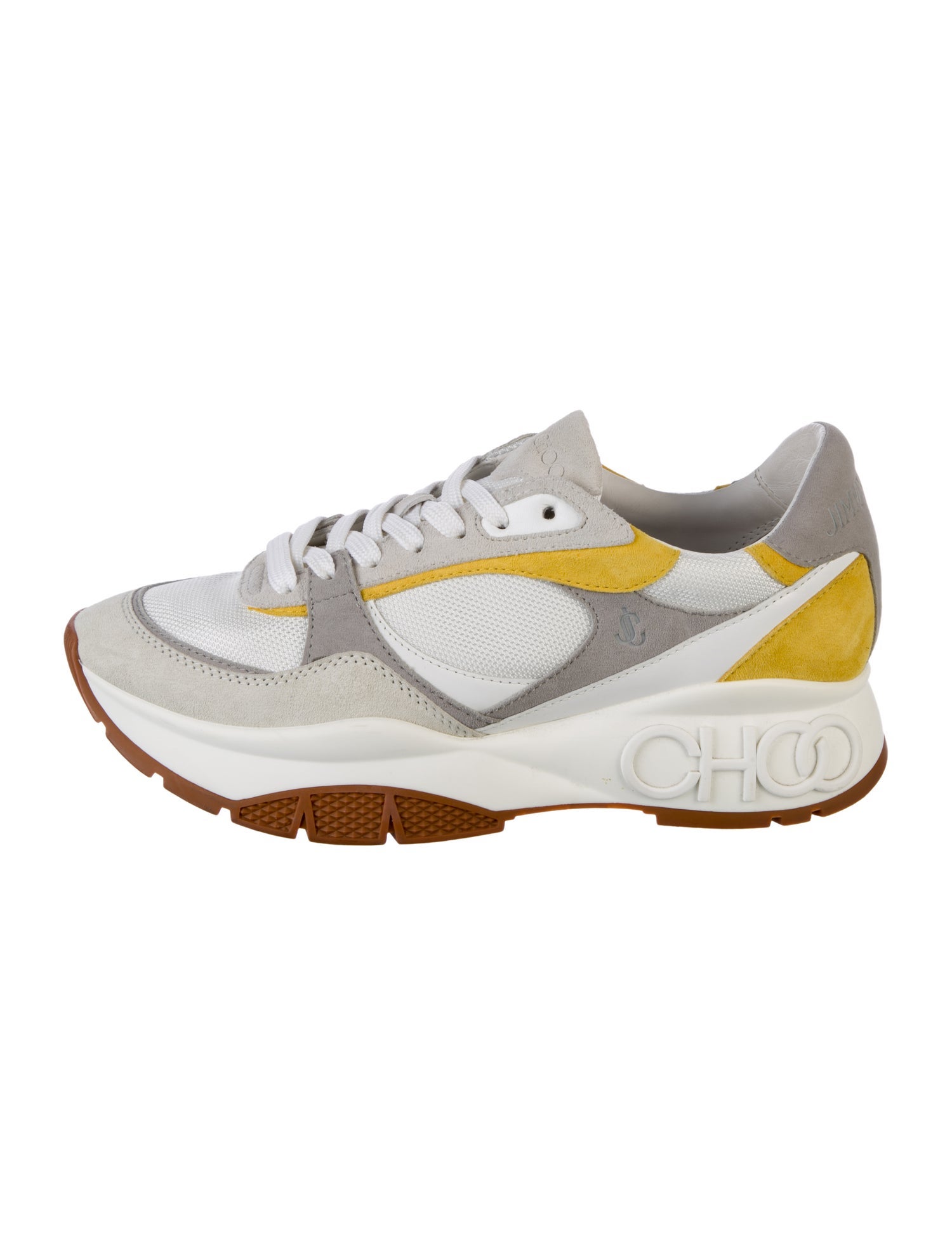 Jimmy Choo Suede Colorblock Pattern Chunky Sneakers