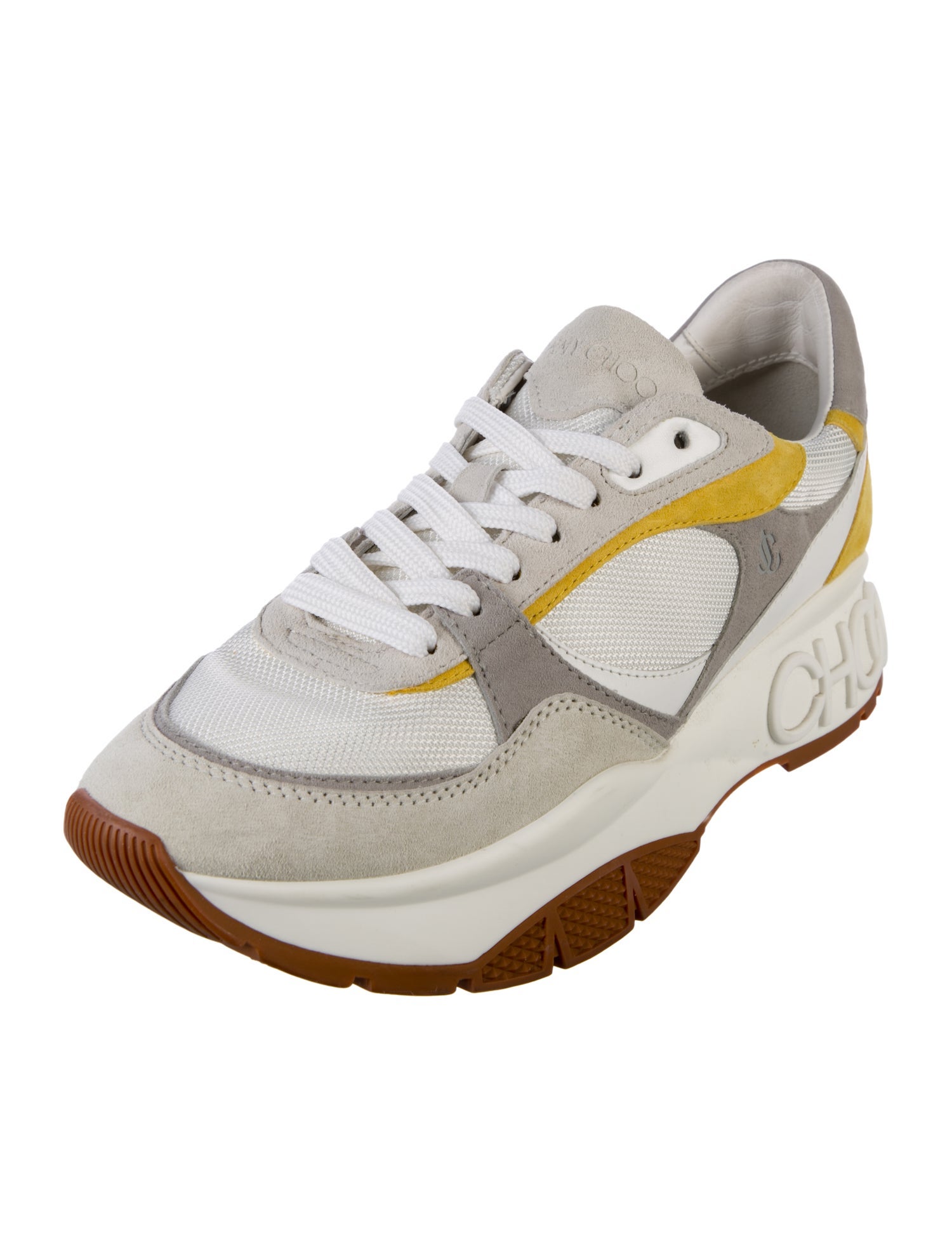 Jimmy Choo Suede Colorblock Pattern Chunky Sneakers
