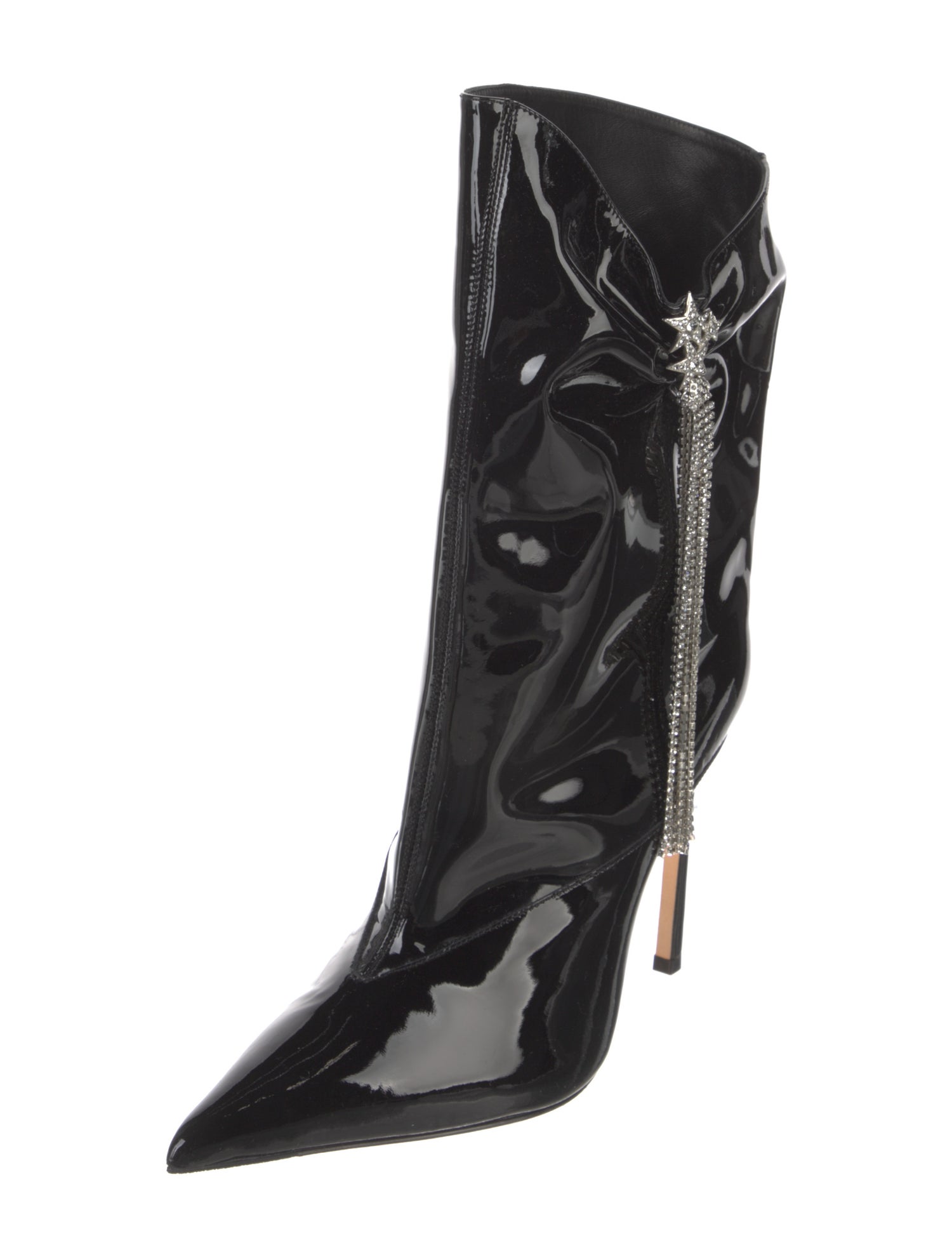 Jimmy Choo Patent Leather Crystal Embellishments Lace-Up Boots