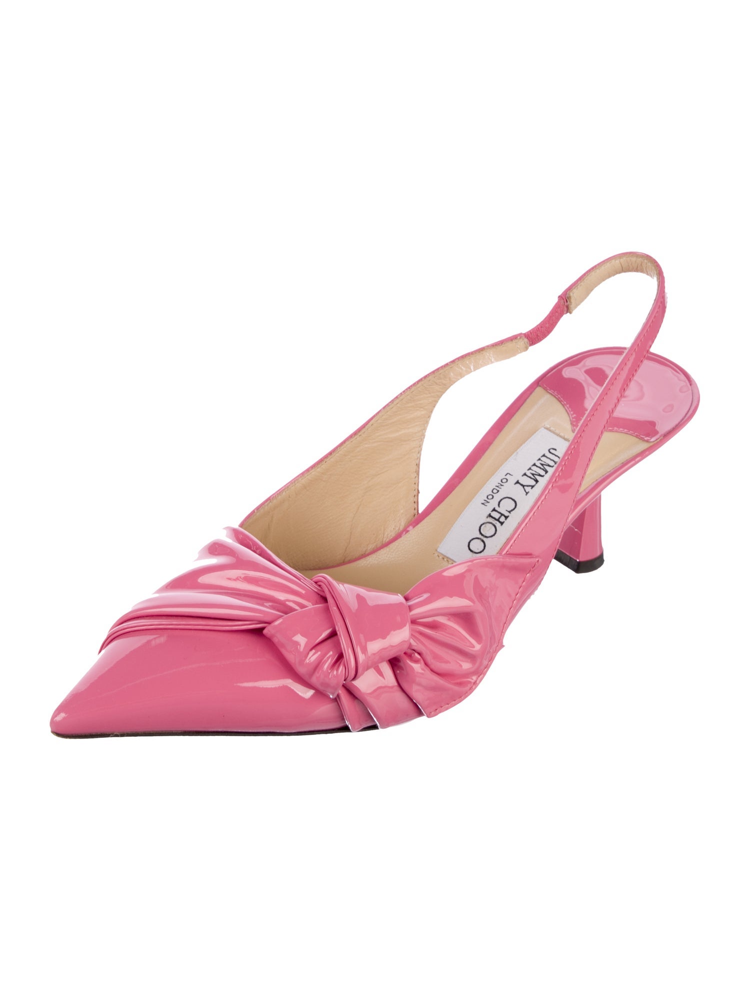 Jimmy Choo Patent Leather Bow Accents Slingback Pumps