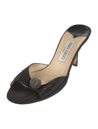 Jimmy Choo Satin Crystal Embellishments Slides